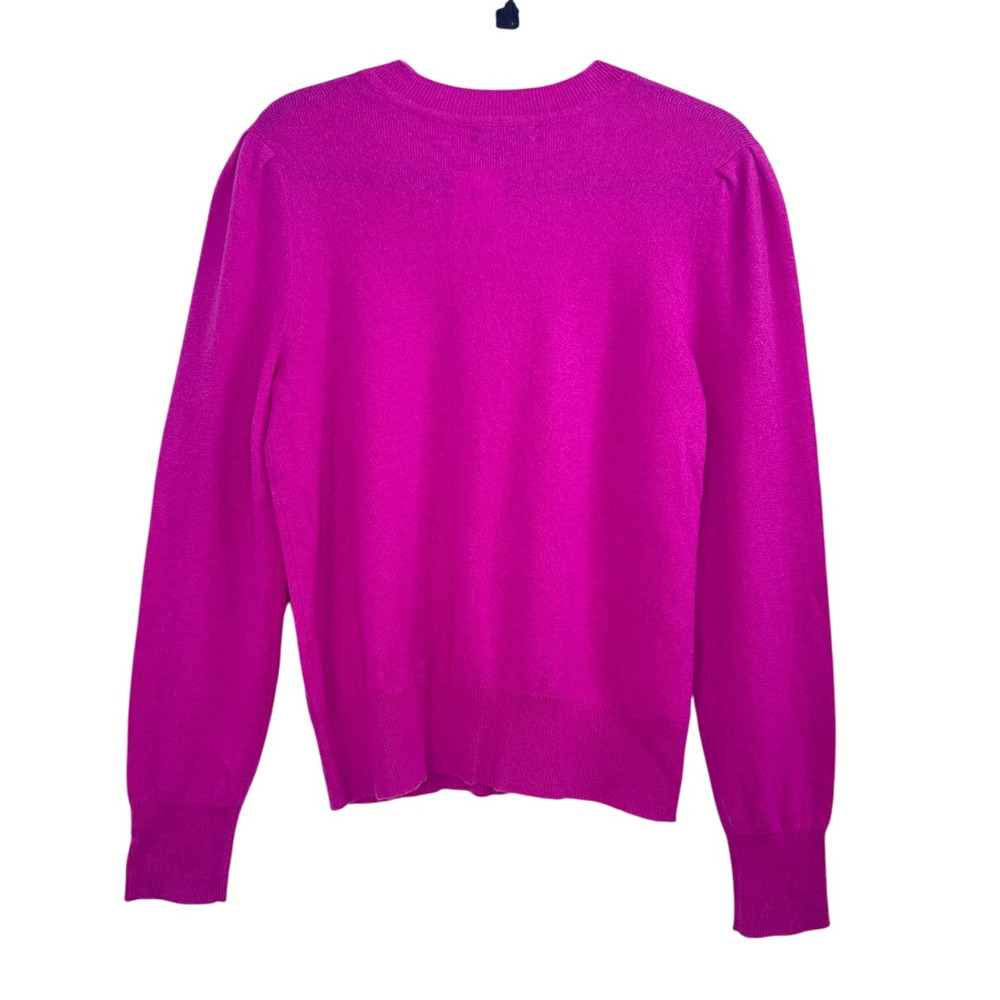 Aqua Cashmere Puff Sleeve Crewneck Sweater Pink Womens Size L Soft Knit Pullover - Picture 4 of 4